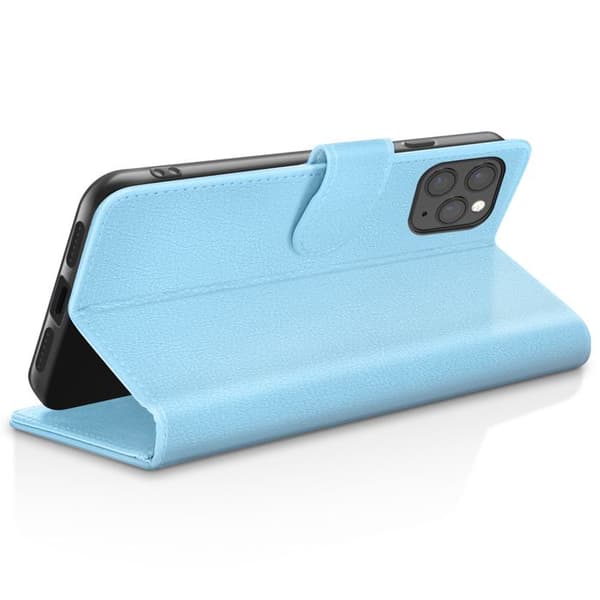 Wallet Case - ZANAÉ - iPhone 11 Pro Max - Horisontal Støtte - Magnetisk Lukning - Lys Blå Blå