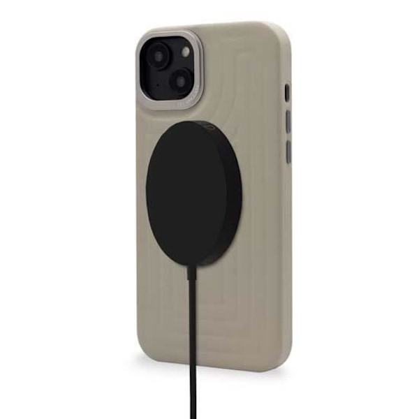 Coque - Avkodad - iPhone 14 - Full grain läder - Kompatibel med MagSafe - Semi-hård Beige