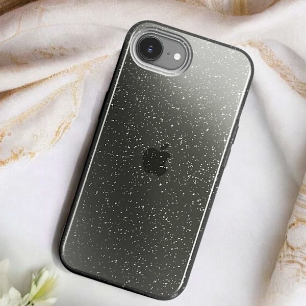 Coque Paillette för iPhone 16e Hybride Design Glamour Svart Svart