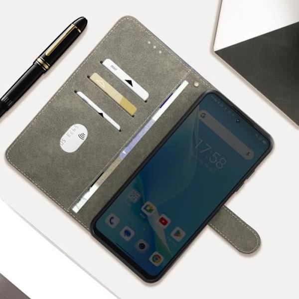 Kotelo Blackview A96:lle - AVIZAR - Harjattu efektiläppä - Lompakko ja teline - Midnight Blue Blå