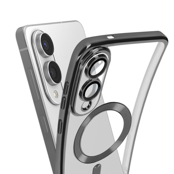 Coque MagSafe til Samsung Galaxy S25 Edge Silikone Kontur Krom Sort Svart