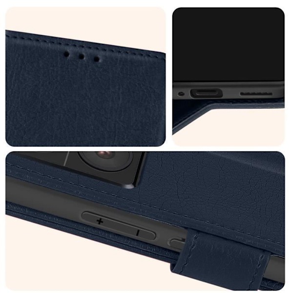 Fodral till Xiaomi 13T och 13T Pro - AVIZAR - Chesterfield - Blå - Stel - Syntet Blå