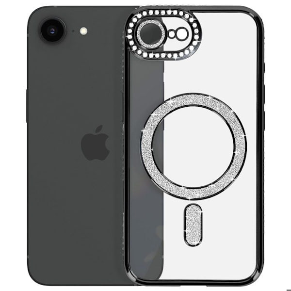 MagSafe-cover til iPhone 17e med sort strass-kant Svart