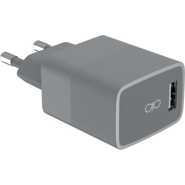 2,4A IC Smart Home-oplader garanteret for livet + Grå USB A/Lightning-kabel - 100 % Force Power Genbrugsplast