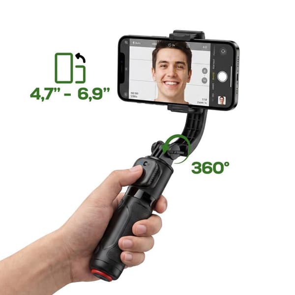Perche Selfie Trækkelig Bluetooth 63 cm Automatisk Åbning Acefast Sort