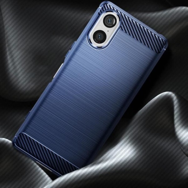 Kotelo Sony Xperia 5 V Flexible Carbon Effect Classic Carb Night Blueille Blå