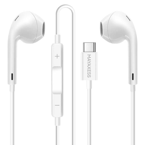 Hörlurar - MAYAXESS - Google Pixel 10 Pro - USB-C - Inbyggd mikrofon - Vit Vit