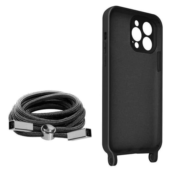 Coque - AVIZAR - iPhone 13 Pro Max - Semi-rigide - Lanyard 80cm - Svart svart