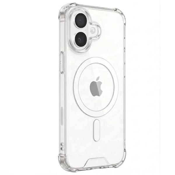 MagSafe-skal för iPhone 16 Plus Stötsäker Bumper med Förstärkta Hörn Transparent Vit