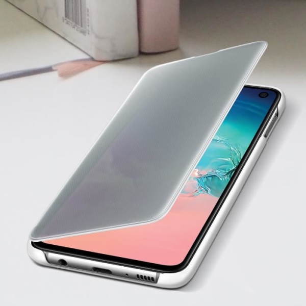Galaxy S10e Case Clear View Tactile Cover läpikuultava läppä Alkuperäinen valkoinen