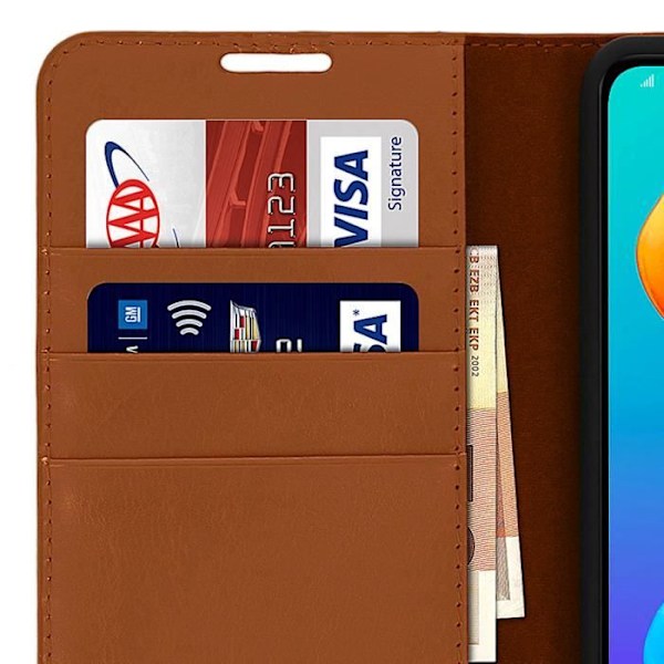 Étui Huawei P30 Lite - AVIZAR - Hållare Folio Läder - Videostöd - Brun - Semi-rigid Camel Brown