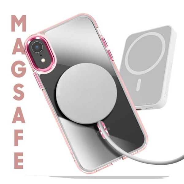 MagSafe-kuori iPhone XR:lle, vaaleanpunainen kristalipohja. Rosa