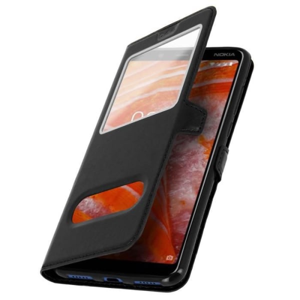 Nokia 3.1 Plus Fodral Dual Window Stand Funktion Silikonskal - Svart Svart