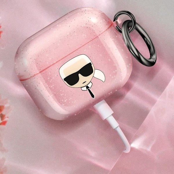 Coque til AirPods 3 Stødabsorberende Glitter Karl Lagerfeld Rosa Rosa