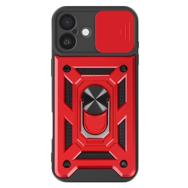 Coque til iPhone 16 - Mayaxess - Rød - Stødabsorberende - Skydelås til Kamera - Støtte Ring Röd