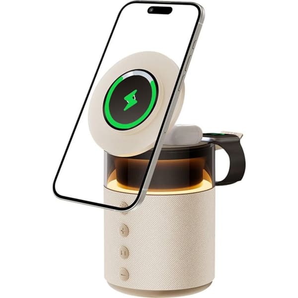 Bluetooth-högtalare och trådlös induktionsladdningsstation MagSafe 15W FORCE PLAY Beige beige