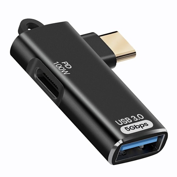 OTG USB -adapteri USB-C:hen ja USB-C -lataus 100W 5Gbps siirto LinQ musta