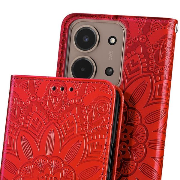 Lompakko - AVIZAR - Redmi 15C - Mandala-kuvio - Punainen - Pehmeä Röd