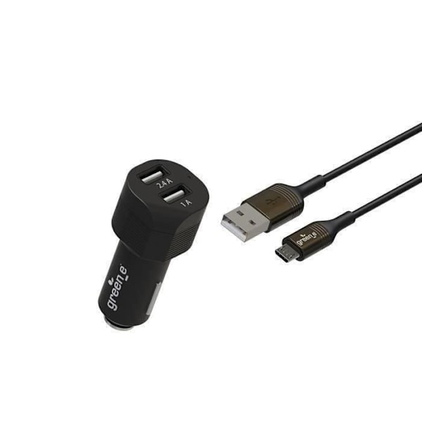 GREEN_E 17W 2USB En billaddarsats + Micro USB-kabel - 1,3m