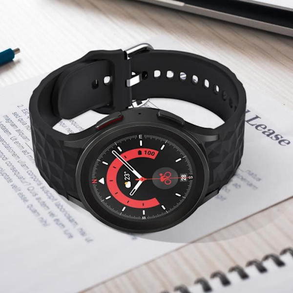Rem til Galaxy Watch 5/5 Pro / 4 Black Diamond tekstureret silikone