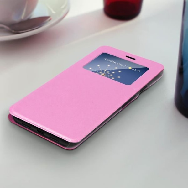 Google Pixel 3A XL Cover Translucent Window Stand Video Pink Pink