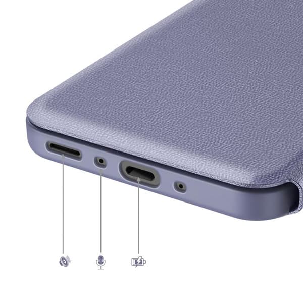 Galaxy A37:n kotelo Smart View -ikkunalla ja korttipaikalla, harmaa laventeli Grå