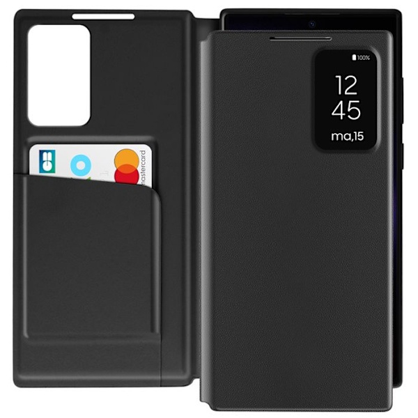 Fönsterfoder för Samsung Galaxy S23 Ultra med kortficka i svart Svart