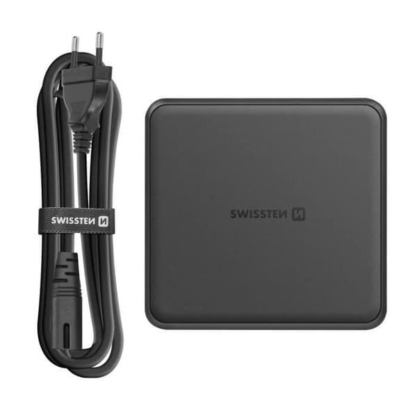 GaN 2x USB-C och 2x USB PowerDelivery Charging Hub Swissten Black