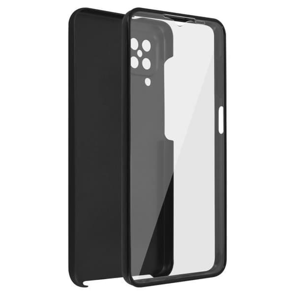 Coque - Samsung - Galaxy A12 - Hårdt Bagbeskyttelse - Blød Foran Beskyttelse - Sort Svart