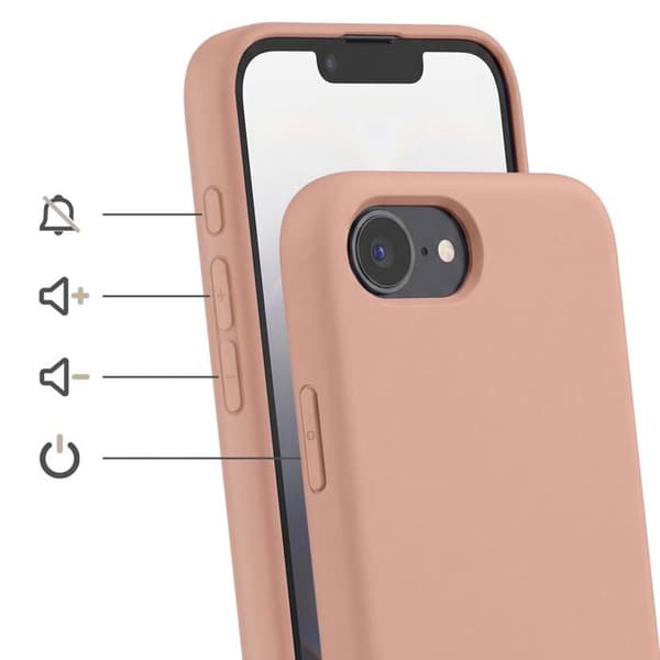 Siliconefodral för iPhone 16e med justerbar flätad nylonrem i roséguld Ros