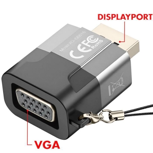 DisplayPort hane till VGA hona adapter 1080p upplösning XO grå