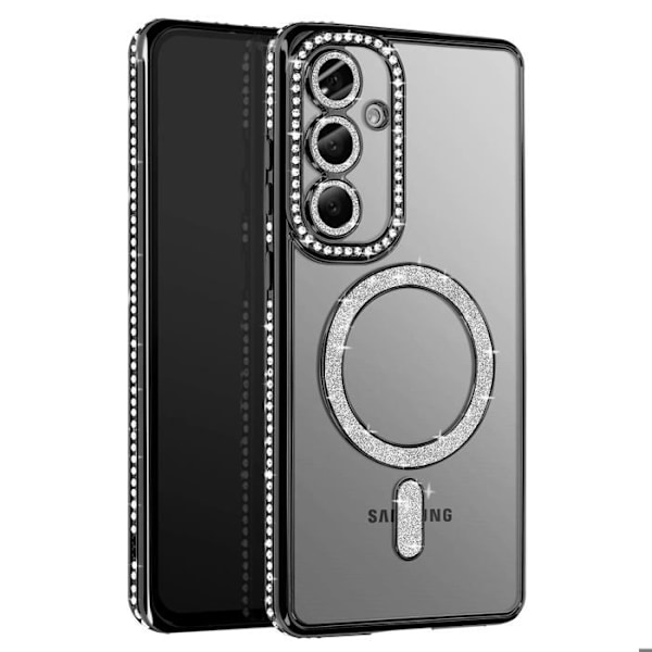 Coque Diamant för Samsung Galaxy S25 MagSafe Kontur Strass Svart Svart