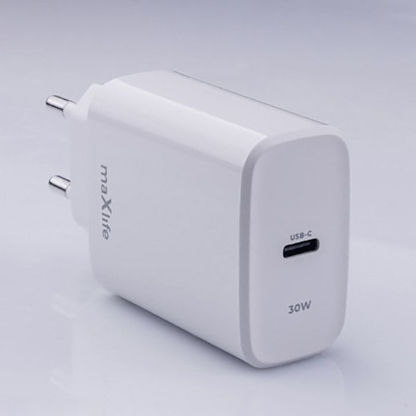USB-C Oplader 30W PD QC Ultra Hurtig Maxlife Hvid Vit