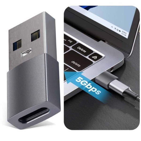 USB-A til USB-C-adapter Oplad og synkroniser 5 Gbps Compact Satechi Grey