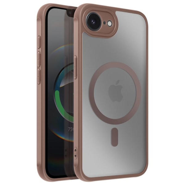 Coque MagSafe för iPhone 16e Matt Frostad Baksida Kontur Brun kastanj