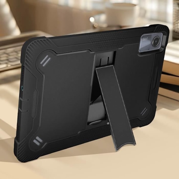Iskunkestävä kuori Xiaomi Redmi Pad SE:lle, jossa on musta tuki. Svart