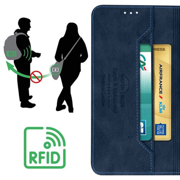 Folio Etui til Galaxy A34 5G Pung og Video Stand RFID-blokering blå blå