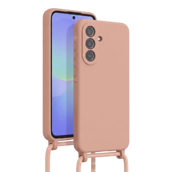 Siliconfodral för Samsung Galaxy A56 med nackrem i rosa Ros