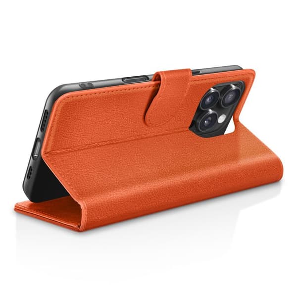 Plånboksfodral för iPhone 16 Pro med Stödfunktion och Magnetflik Zanaé Orange Orange