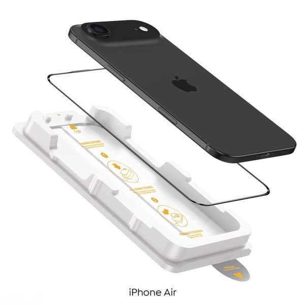 Härdat glas för iPhone Air Stötsäker med installationskit Magic Box Zanaé Transparent Vit