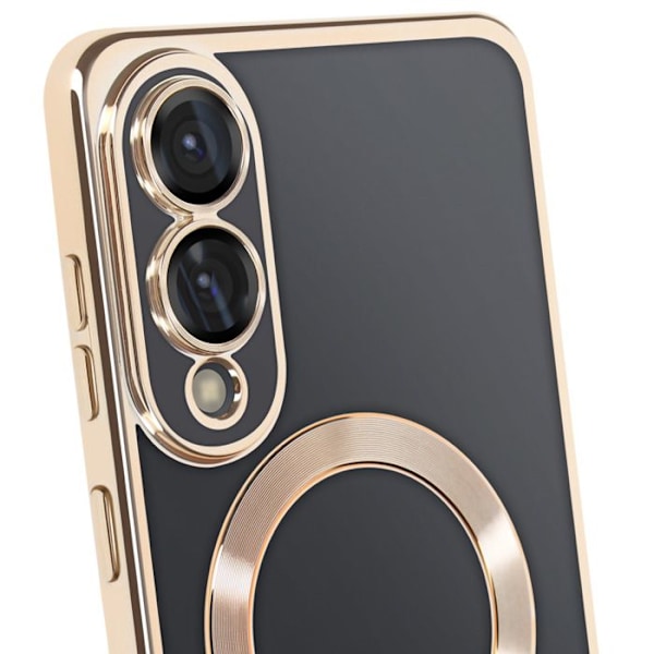 Coque MagSafe til Samsung Galaxy S25 Edge Silikone Med Kromet Guld Kant