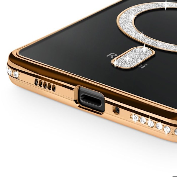 Coque Diamant för Xiaomi Redmi 14C MagSafe Kontur Strass Guld Gul