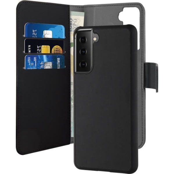 Folio Magnetic Case 2 in 1 Black Samsung G S21+ 5G Puro -puhelimelle