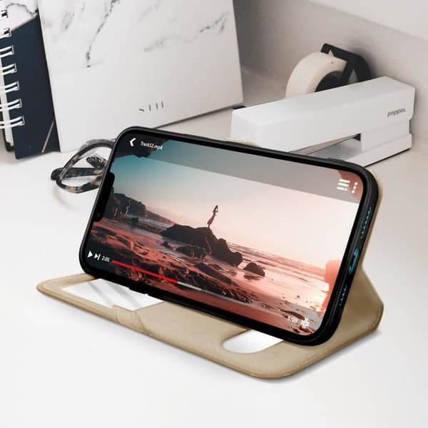 Housse iPhone 13 Mini - AVIZAR - Dobbelt Vindue - Video Støtte - Guld Gul Gult guld