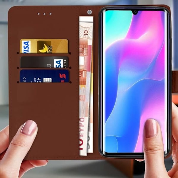 Etui - AVIZAR - Mi Note 10 Lite - Vintage Läder - Flexibel - Inkluderar Handrem kastanj