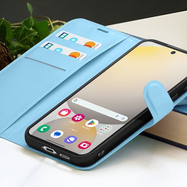 Pungetui - ZANAÉ - Galaxy S24 FE - Lys blå - Videostøtte - Magnetisk flap Blå