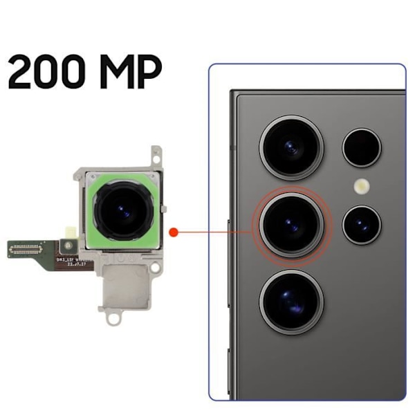 Bagkamera til Samsung Galaxy S24 Ultra Hovedsensor 200MP Samsung Sort Svart