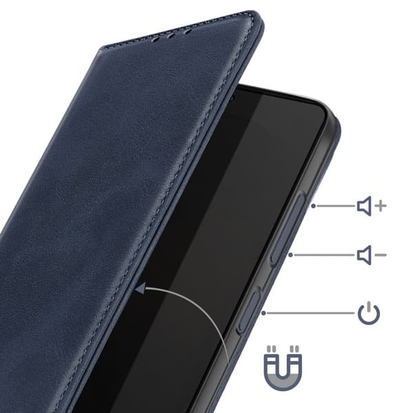 Folio Plånboksfodral för Galaxy S26 Ultra Läderlook med Videostöd Mörkblå Blå