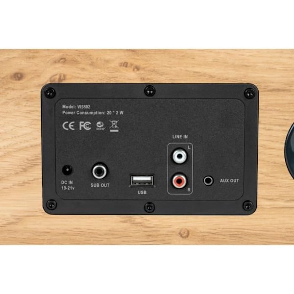 Trähögtalare för bostäder - THOMSON - WS502 - Bluetooth 5.0, 100W, RCA, USB, AUX-IN trä och svart