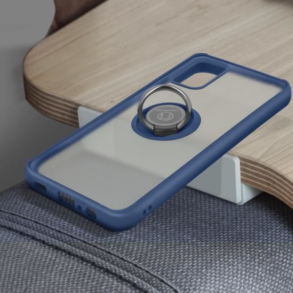 Samsung Galaxy A02s Bi-materiale Case Metal Ring Blå Support Funktion Blå